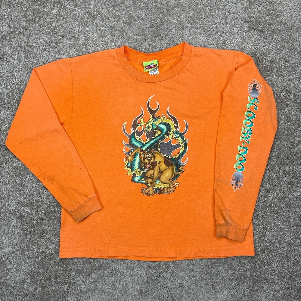 Vintage‎ Y2K Scooby Doo Dragon Flame Sleeve Long Sleeve T Shirt Youth Large